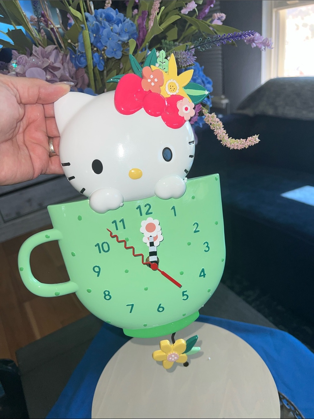 ⏰Hello Kitty Teacup Wall Clock Allen Designs × Sanrio × Enesco – Rare Sculpted⏰